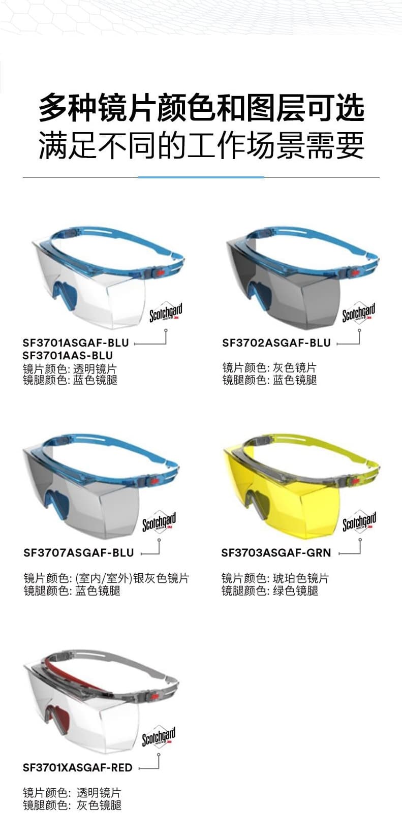 3M SF3701ASGAF-BLU 中國款OTG安全眼鏡